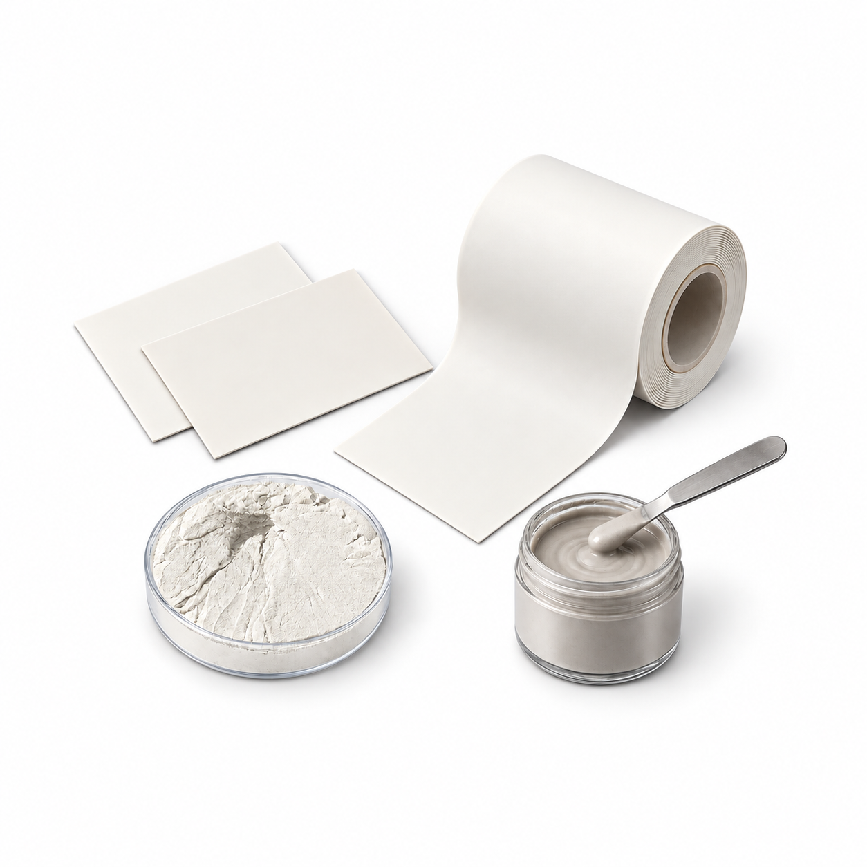 LTCC powder, green tape and electrode paste material forms